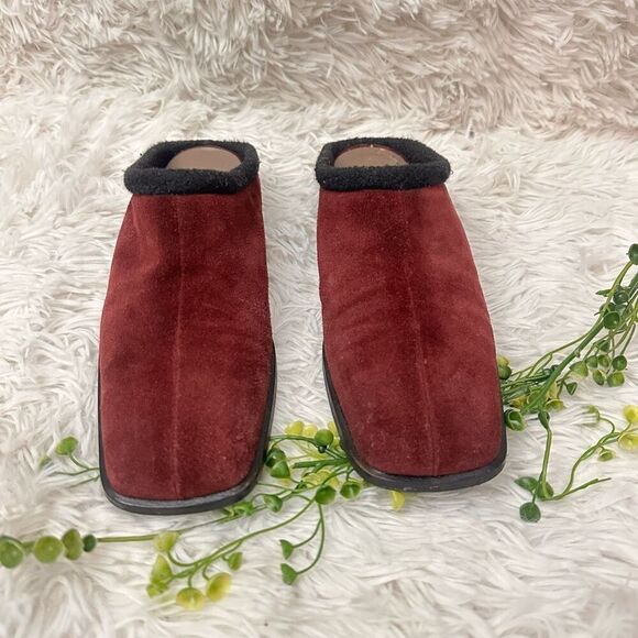 Bally Made in Italy Baleares Maroon Suede Slip‎ On Square Toe Mules  size 7M - Picture 2 of 10